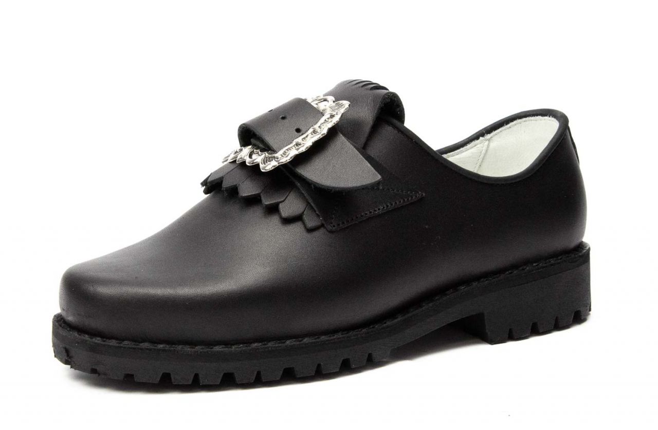 507-H-S-Profil - Herren Trachtenschuhe mit eckiger Schnalle, schwarze Naht, Profilsohle