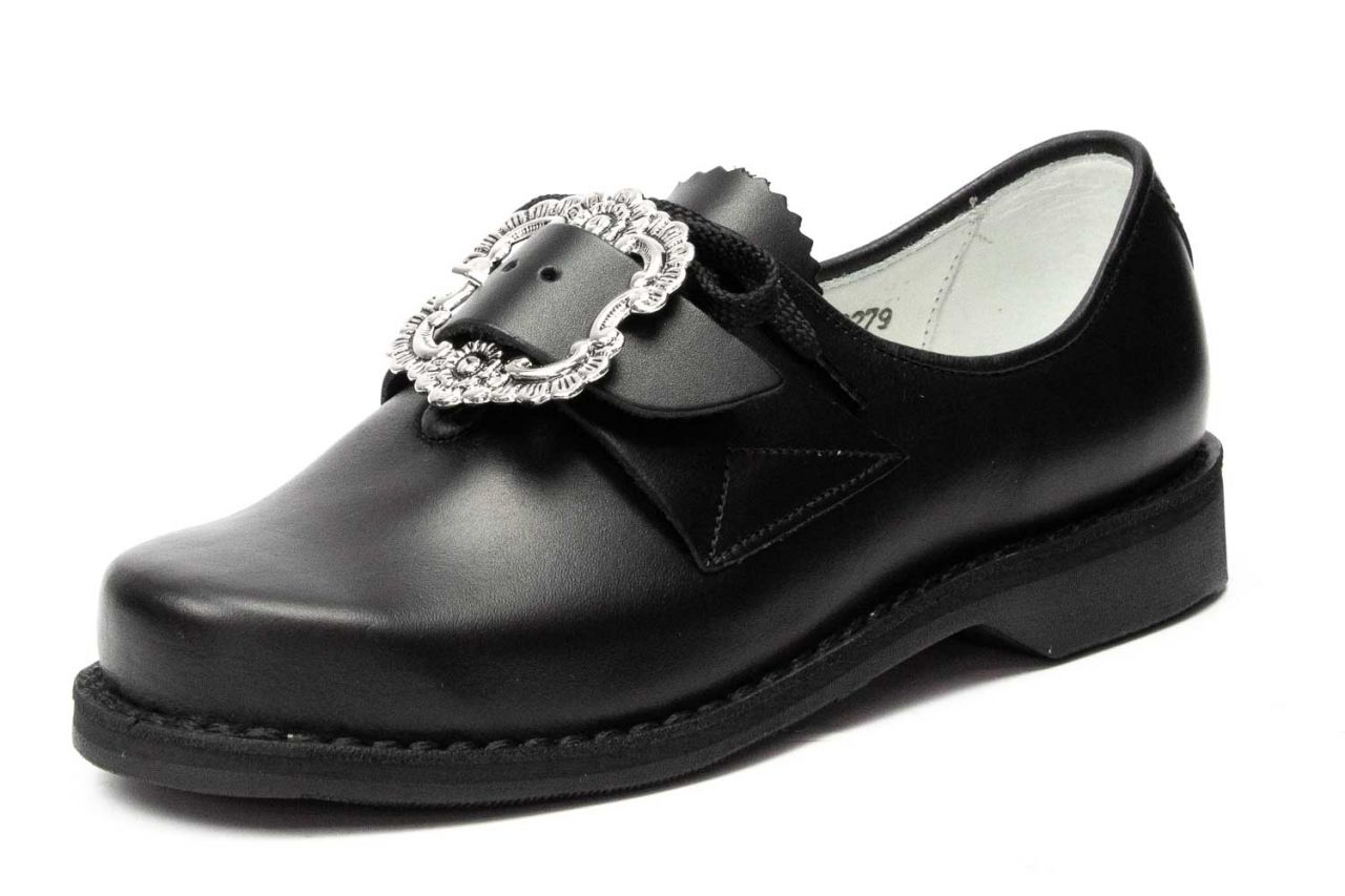 508-D-S - Damen Trachtenschuhe mit Schnalle, schwarze Naht