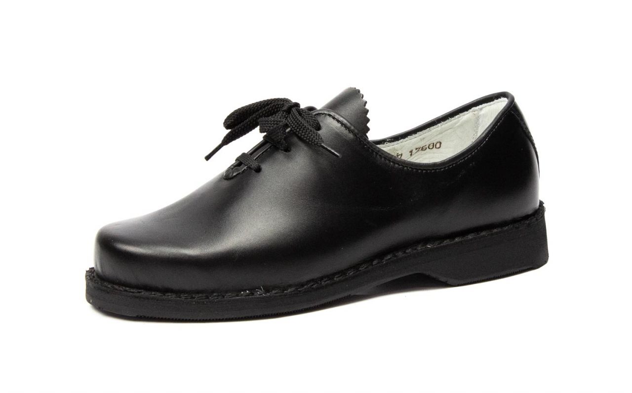 117-D-S - Damen Haferlschuhe mit Mittelschnürung und schwarze Naht
