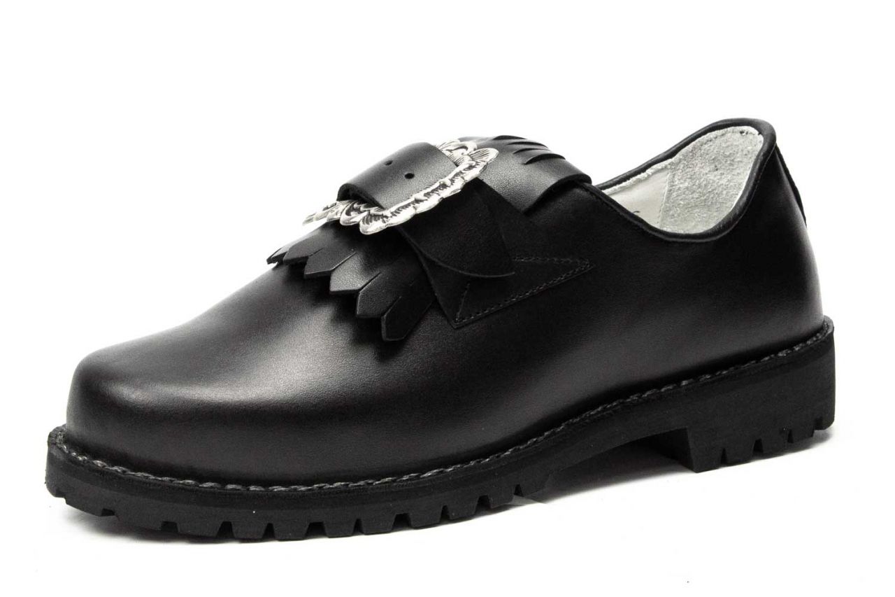 507-H-W-Profil - Herren Trachtenschuhe mit eckiger Schnalle, weiße Naht, Profilsohle