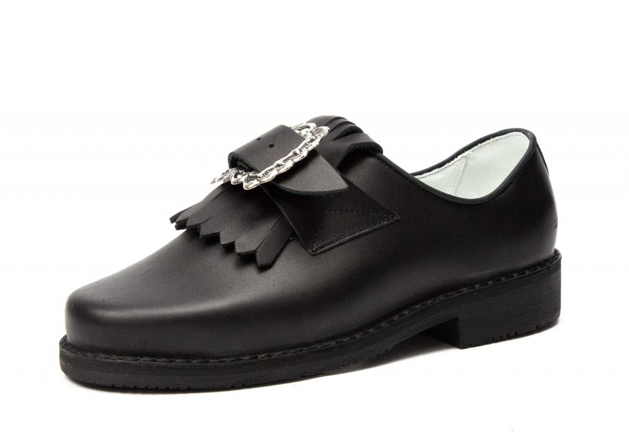 507-H-S - Herren Trachtenschuhe mit eckiger Schnalle, schwarze Naht