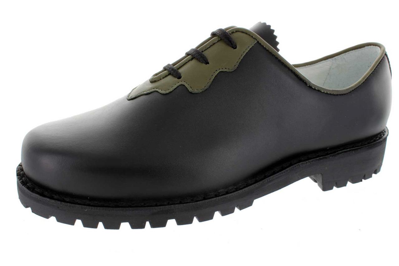 116-H-S - Herren Haferlschuhe mit Eichenlaub, schwarze Naht