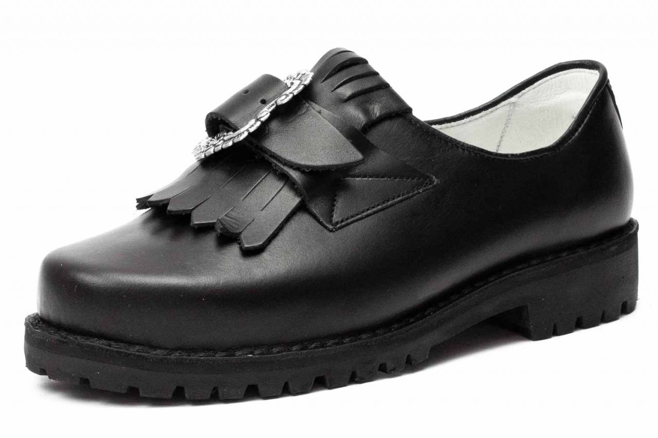 506-H-S-Profil - Herren Trachtenschuhe mit ovaler Schnalle, schwarze Naht, Profilsohle